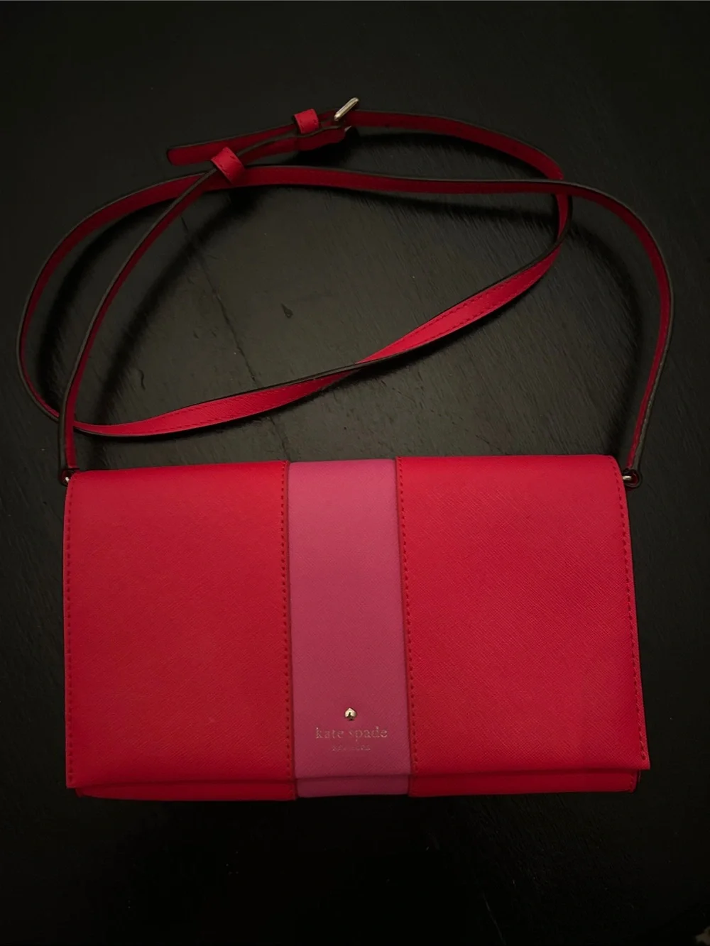 kate spade Red and Pink Crossbody w/adjustable strap